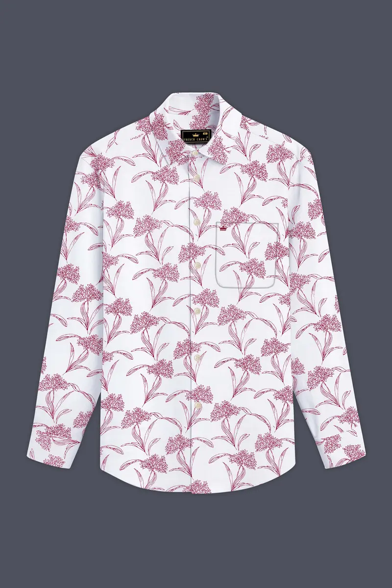 Crimson-Bright White With Cordovan Maroon Floral Printed Lightweight Premium Cotton Casual Shirt 6