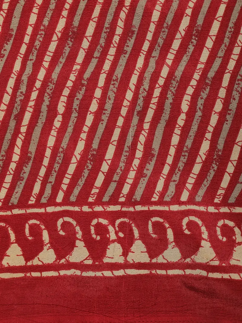 Crimson Red Kalamkari Printed Design Mixed Silk Cotton Fancy Saree 2