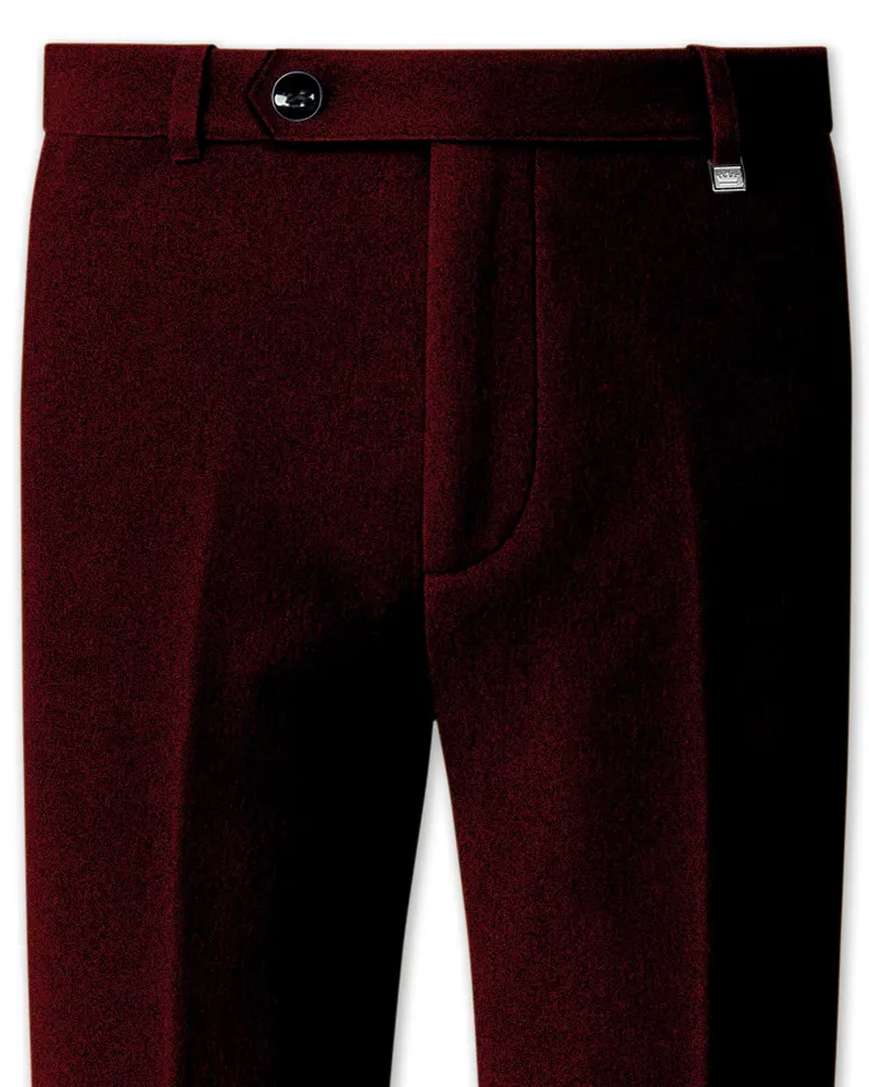 Crimson-Sepia Red Velvet Stretchable Waistband Pant 1