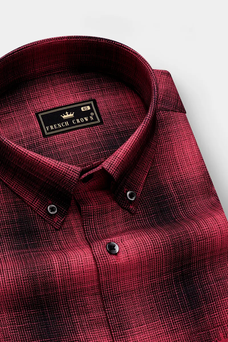 Crimson-Stiletton Red And Jade Black Plaid Oxford Premium Cotton Casual Shirt 1