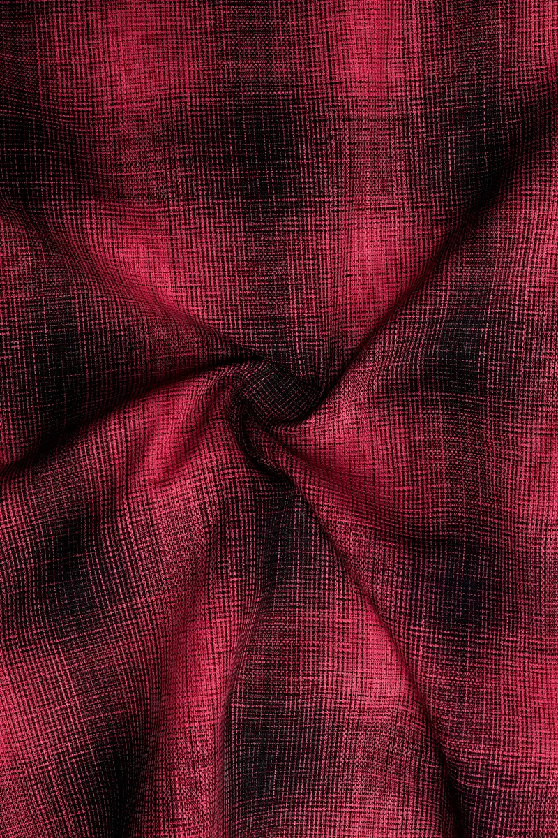 Crimson-Stiletton Red And Jade Black Plaid Oxford Premium Cotton Casual Shirt 2