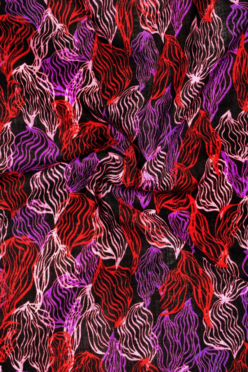 Crimson Veil-Sinopia Red And Black Printed Lightweight Premium Cotton Multicolor Casual Shirt 3