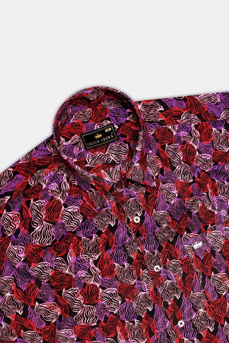 Crimson Veil-Sinopia Red And Black Printed Lightweight Premium Cotton Multicolor Casual Shirt 5