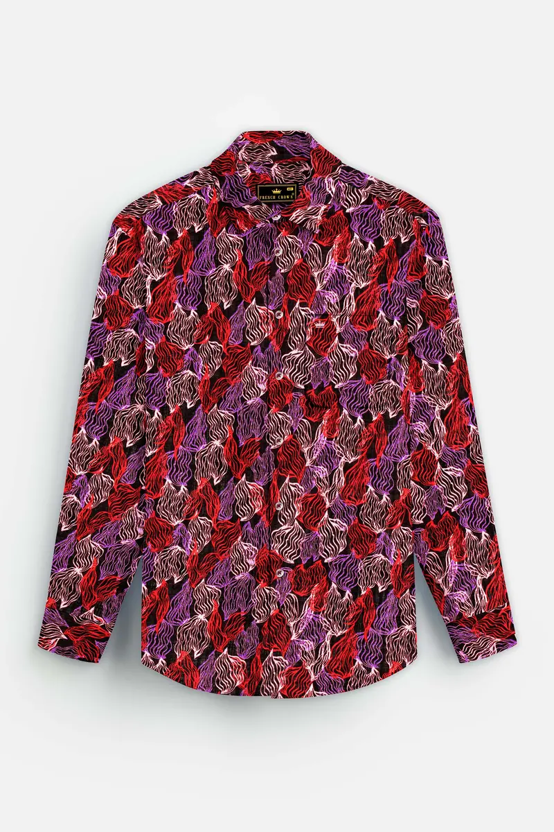 Crimson Veil-Sinopia Red And Black Printed Lightweight Premium Cotton Multicolor Casual Shirt 6
