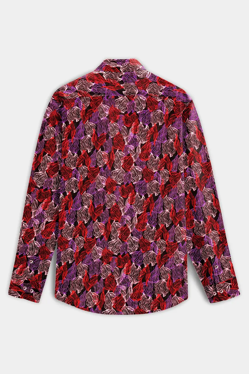 Crimson Veil-Sinopia Red And Black Printed Lightweight Premium Cotton Multicolor Casual Shirt 7
