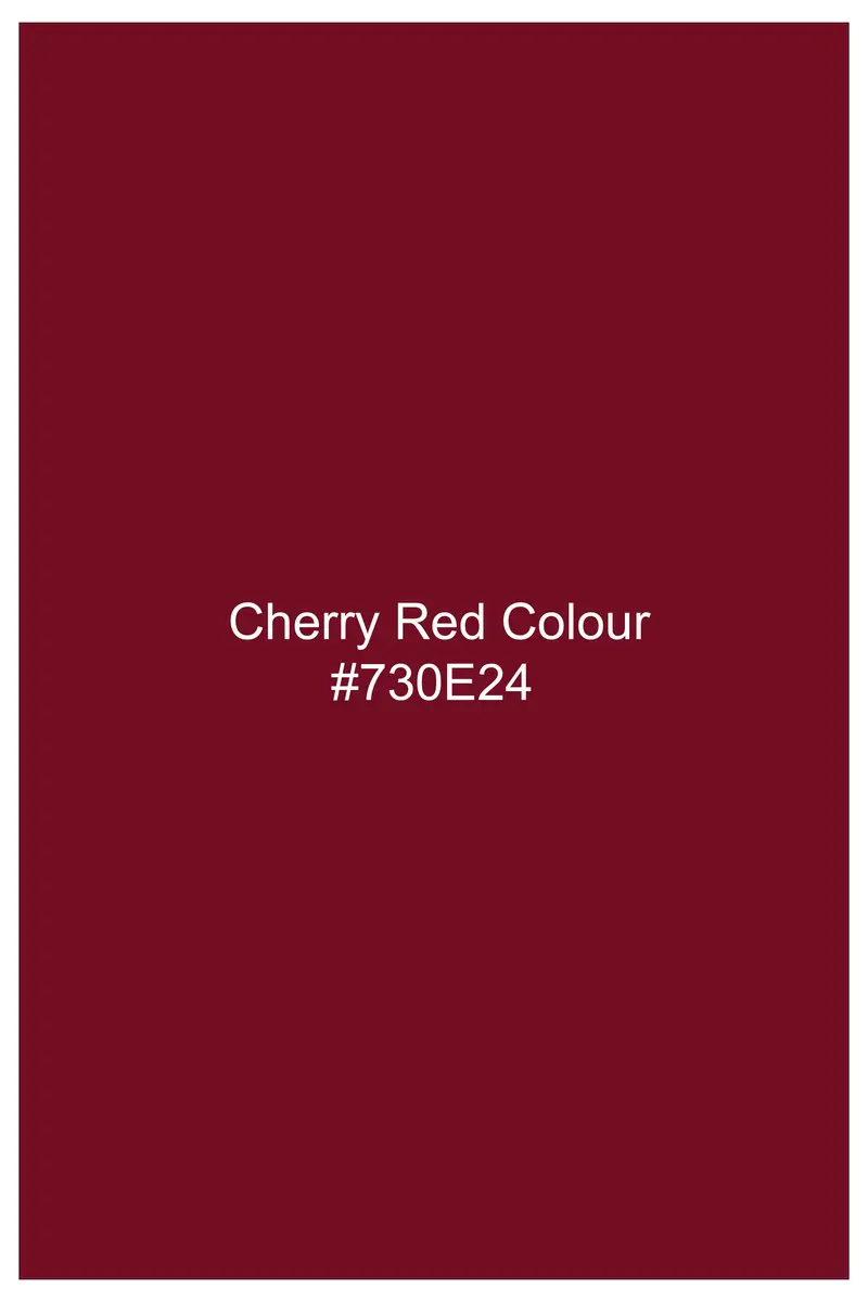 Crimsonace-Cherry Red Solid Wool Rich Slight Stretch Waistband Pant 8