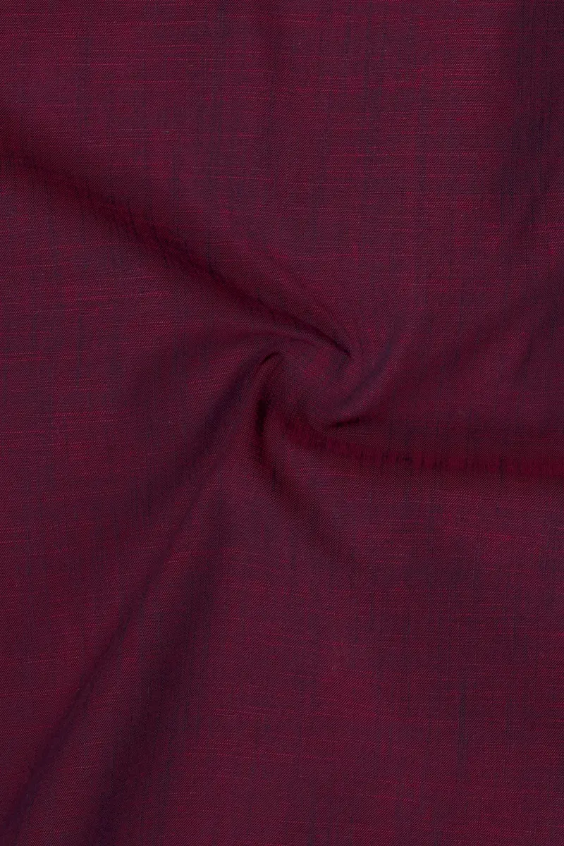 Crimsonite-Wine Berry Maroon Two Tone Chambray Textured Premium Cotton Shirt 2
