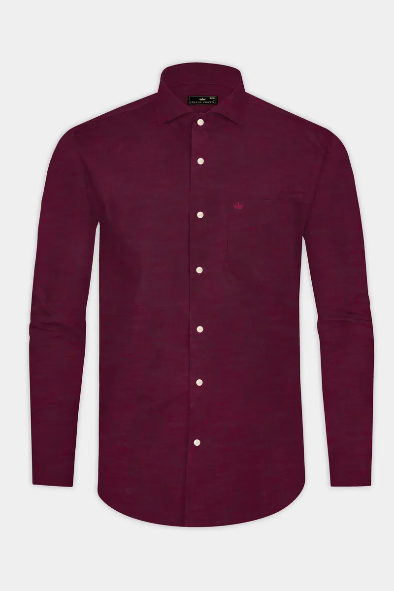 Crimsonite-Wine Berry Maroon Two Tone Chambray Textured Premium Cotton Shirt 4