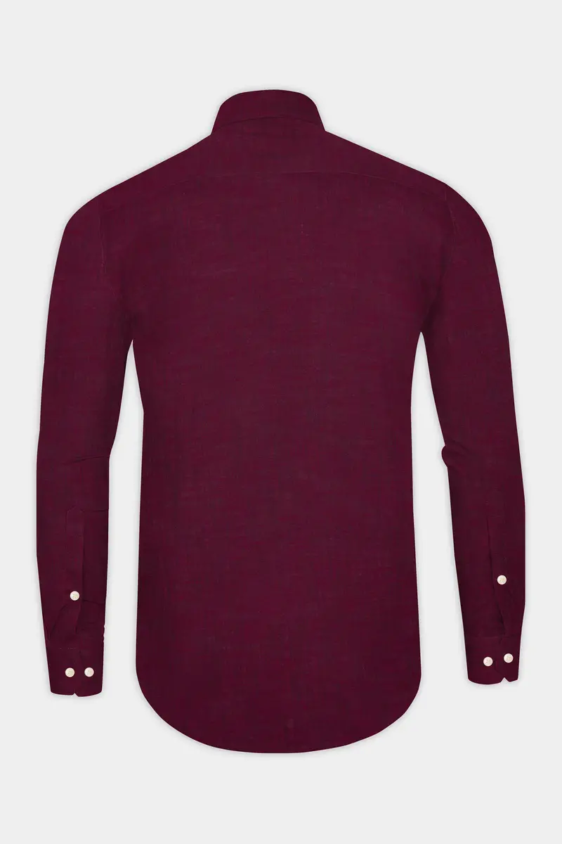 Crimsonite-Wine Berry Maroon Two Tone Chambray Textured Premium Cotton Shirt 5