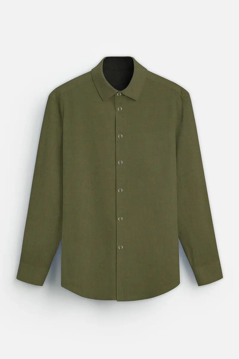 Crocodile Green And Ebony Blue Solid Premium Giza Cotton Reversible Shirt 10