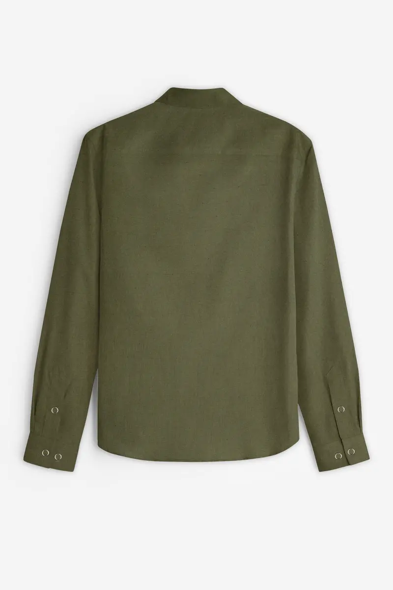 Crocodile Green And Ebony Blue Solid Premium Giza Cotton Reversible Shirt 12