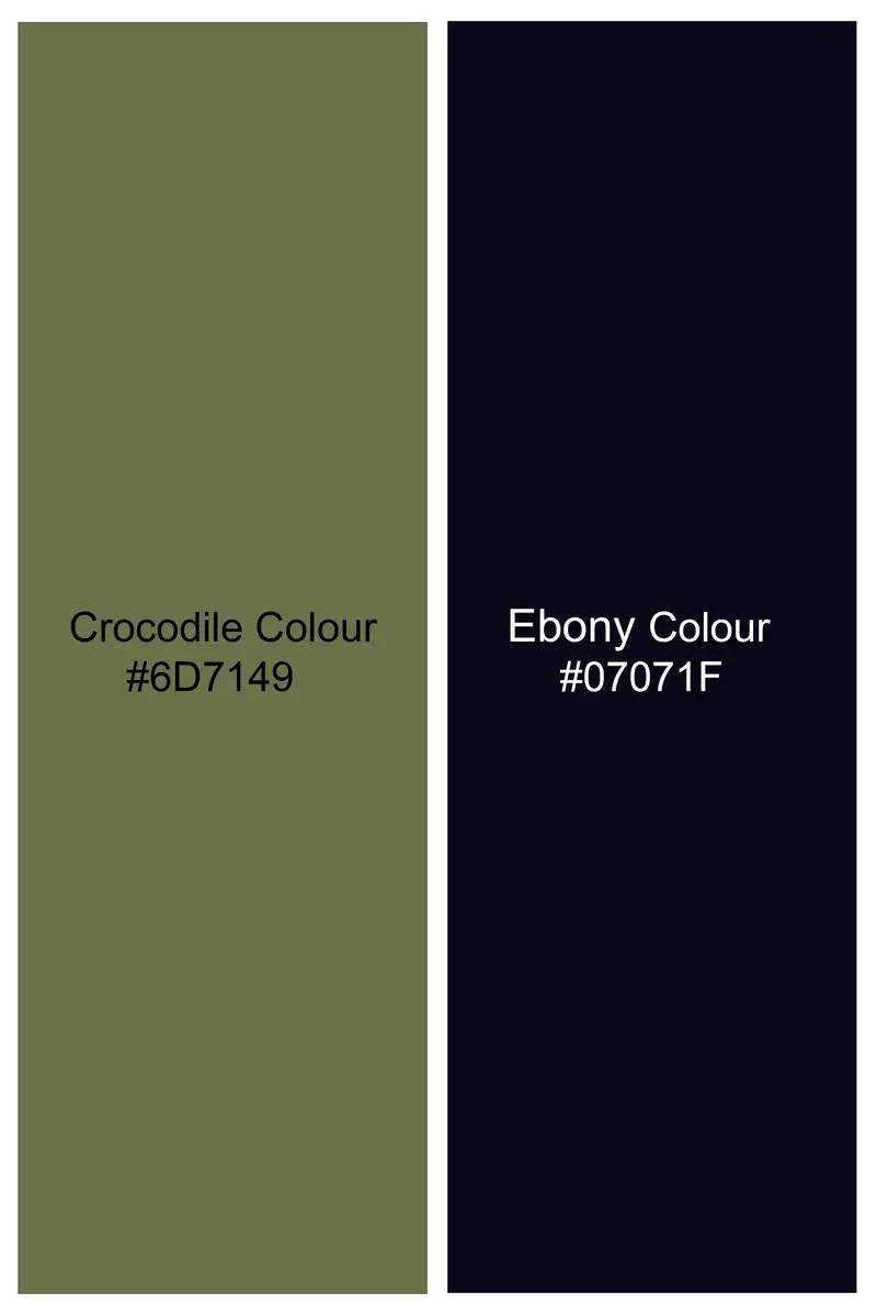Crocodile Green And Ebony Blue Solid Premium Giza Cotton Reversible Shirt 13