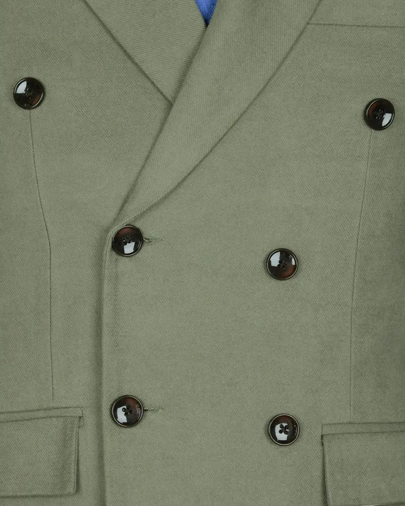 Crocodile Green Heavyweight Premium Cotton Double-Breasted Winter Blazer 4