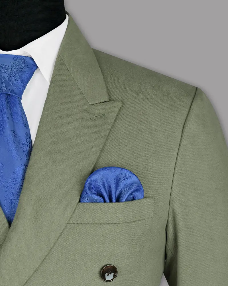 Crocodile Green Heavyweight Premium Cotton Double-Breasted Winter Blazer 5