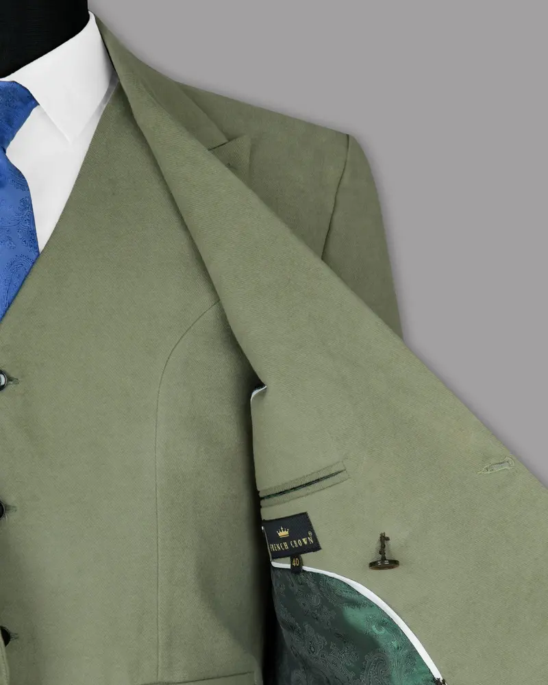 Crocodile Green Heavyweight Premium Cotton Double-Breasted Winter Blazer 6