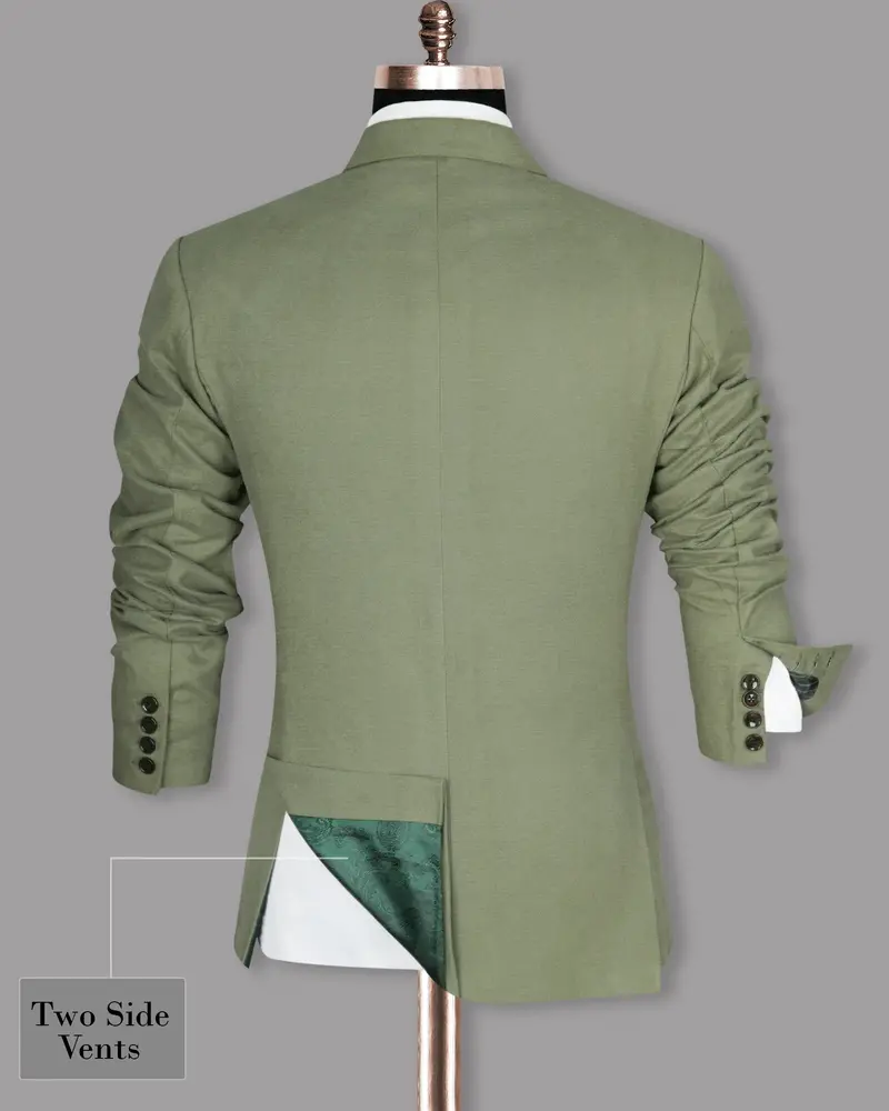 Crocodile Green Heavyweight Premium Cotton Double-Breasted Winter Blazer 8