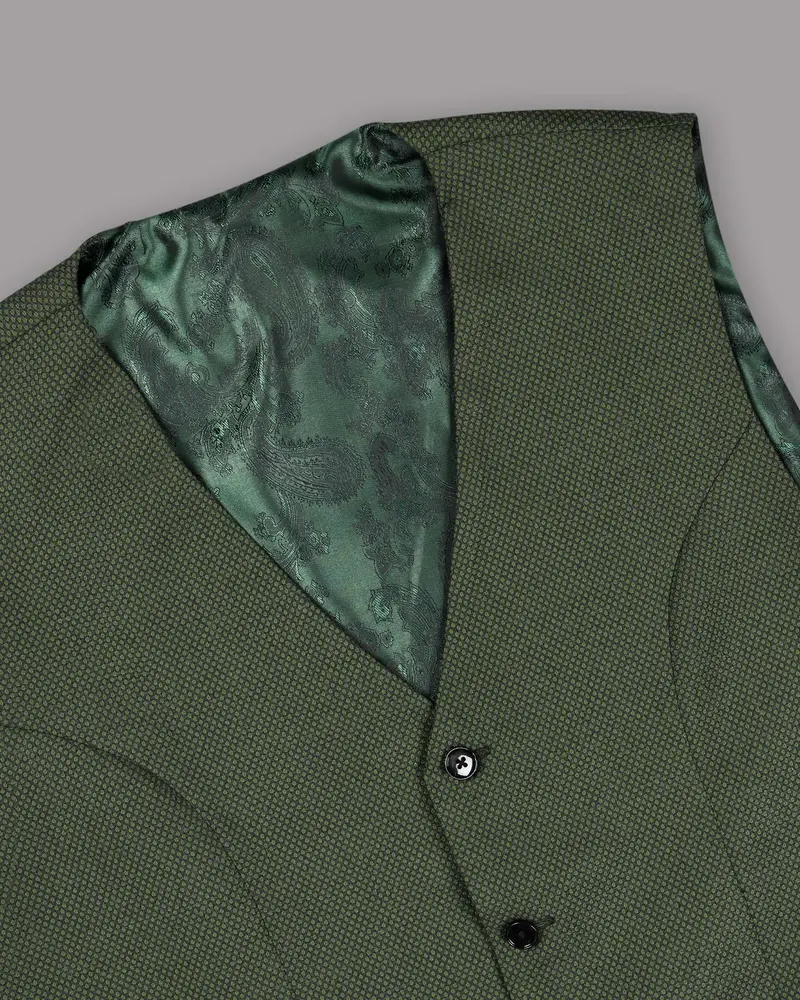 Crocodile Green Micro Dots Wool Blend Waistcoat 2