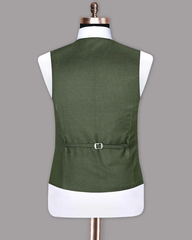 Crocodile Green Micro Dots Wool Blend Waistcoat 6