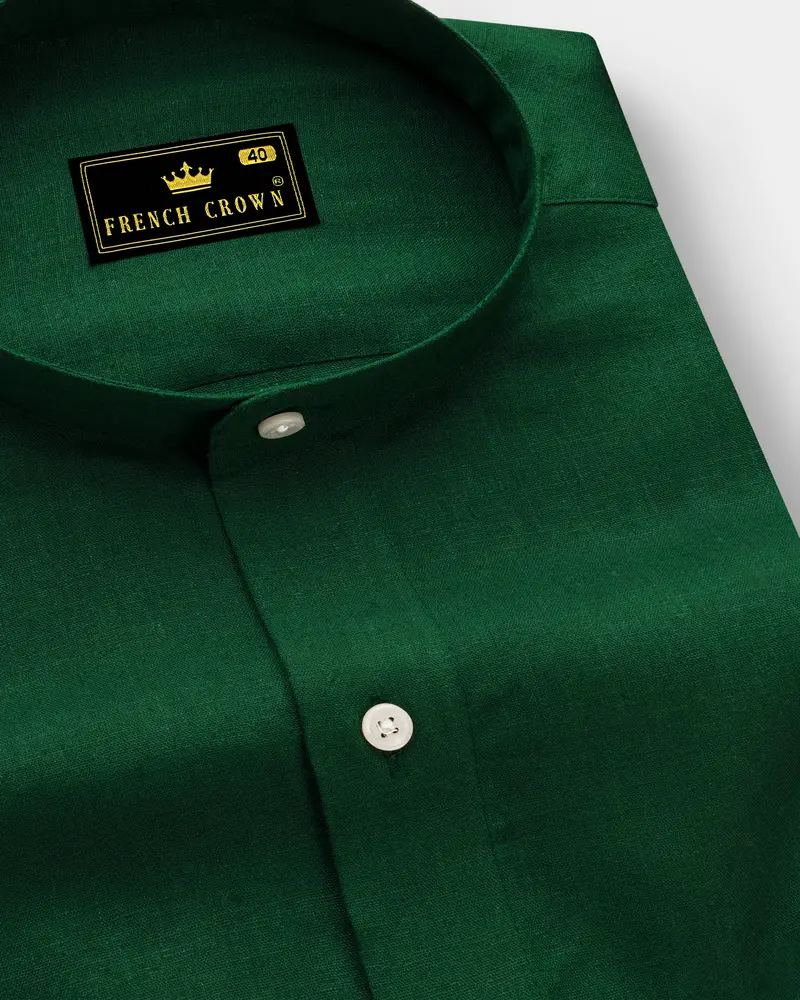 Crusoe Green Luxurious Linen Shirt 1
