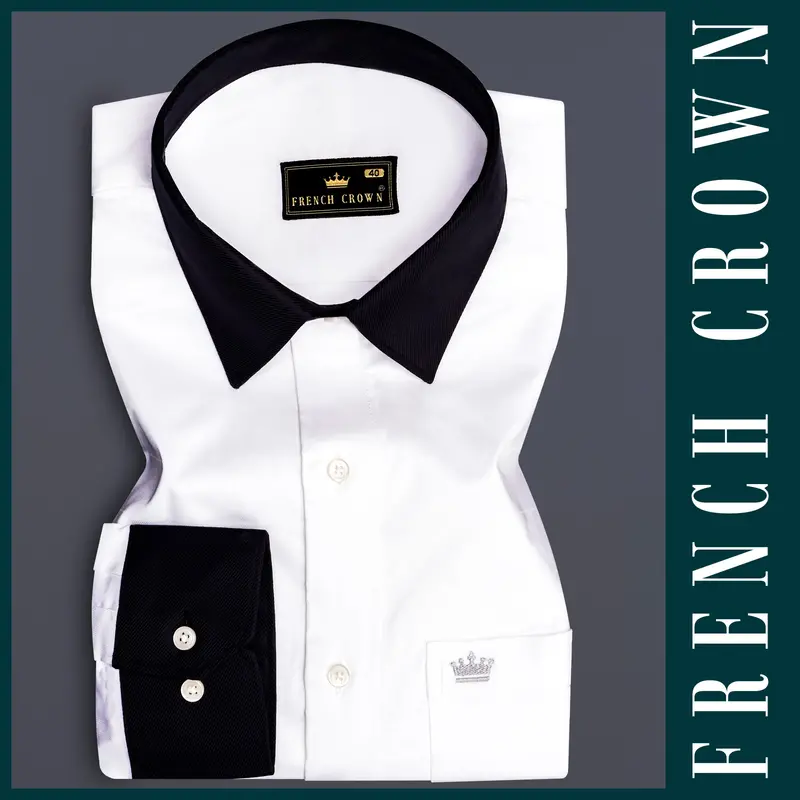 Crystal-Bright White Solid Dobby Textured Premium Giza Cotton Dress Shirt 1