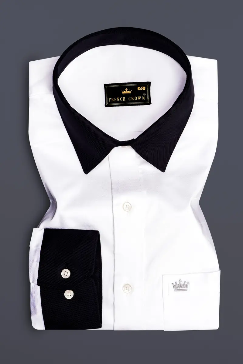 Crystal-Bright White Solid Dobby Textured Premium Giza Cotton Dress Shirt 2