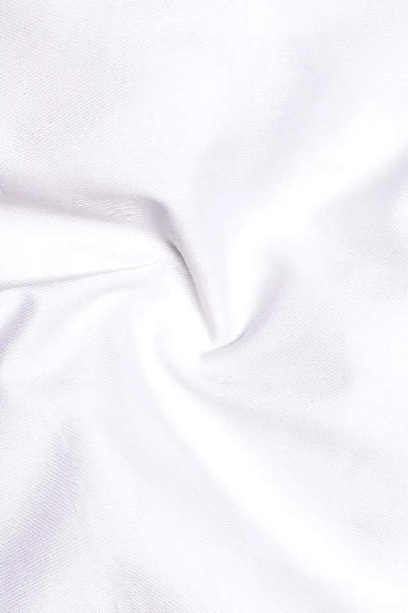 Crystal-Bright White Solid Dobby Textured Premium Giza Cotton Dress Shirt 3