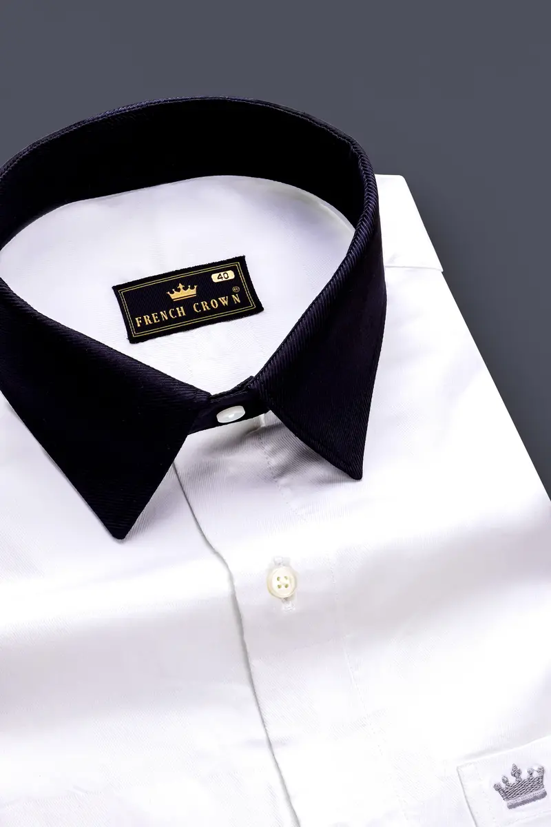 Crystal-Bright White Solid Dobby Textured Premium Giza Cotton Dress Shirt 4