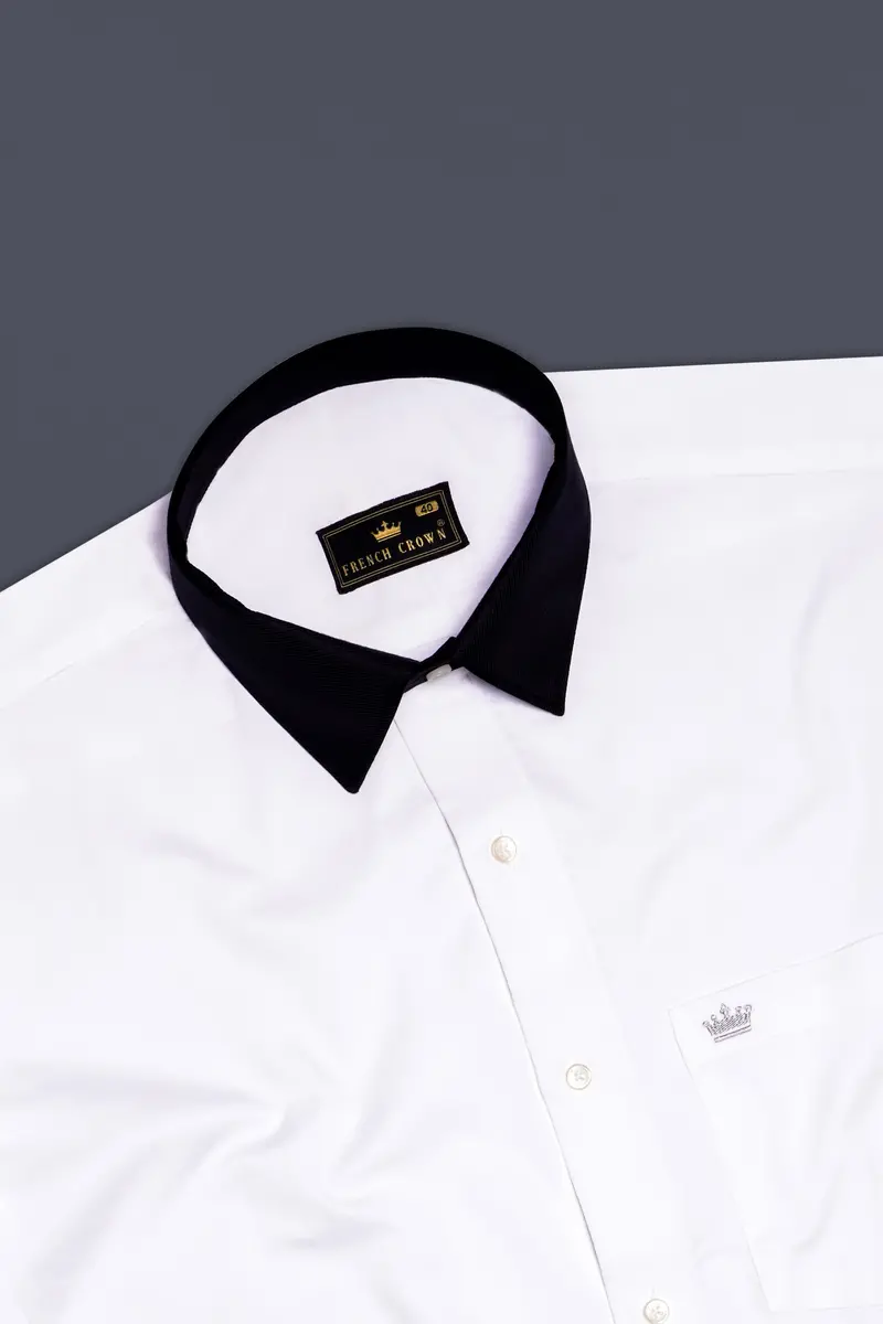 Crystal-Bright White Solid Dobby Textured Premium Giza Cotton Dress Shirt 5