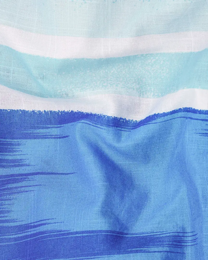 Crystal Sky Blue With Muted Blue Striped Premium Cotton Shirt 3