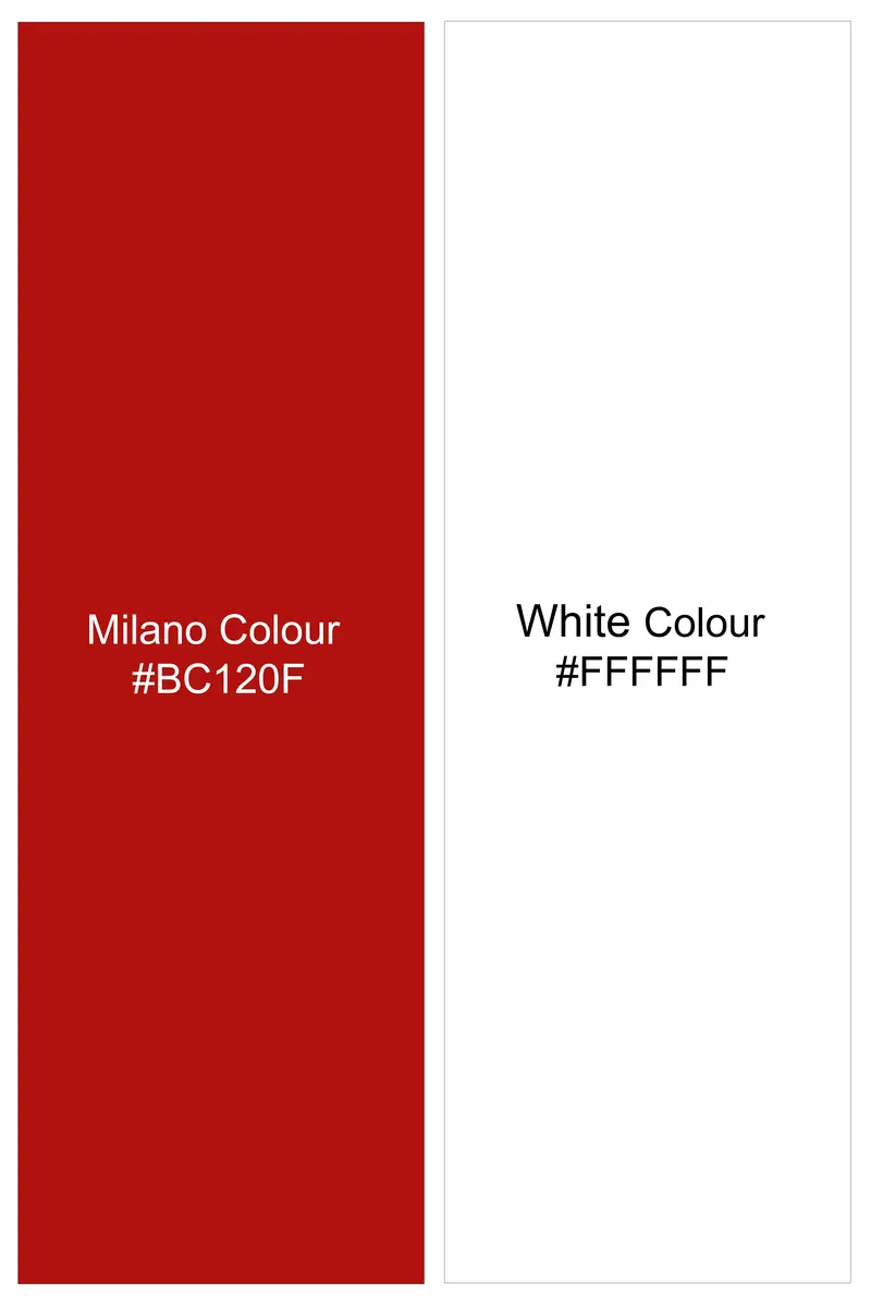Cuffire-Milano Red And Bright White Striped Subtle Sheen Super Soft Premium Cotton Dress Shirt 7