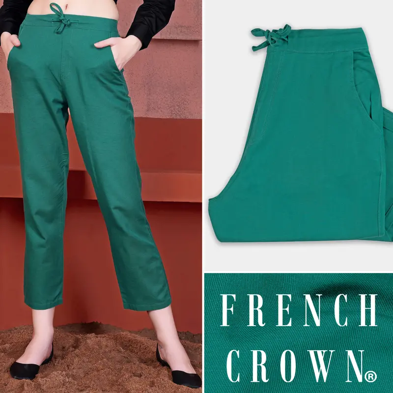 Cyan Green Ankle Length Premium Cotton Palazzo 1