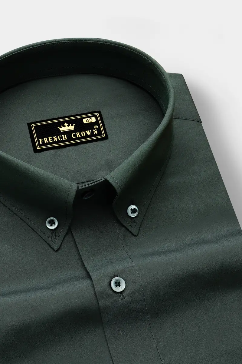 Cyan Green Plain Solid Poplin Premium Cotton Shirt 2