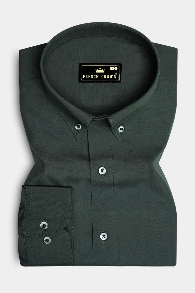 Cyan Green Plain Solid Poplin Premium Cotton Shirt 4