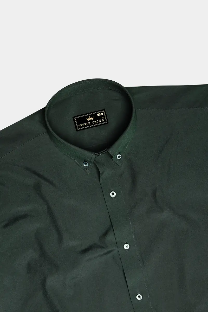 Cyan Green Plain Solid Poplin Premium Cotton Shirt 5