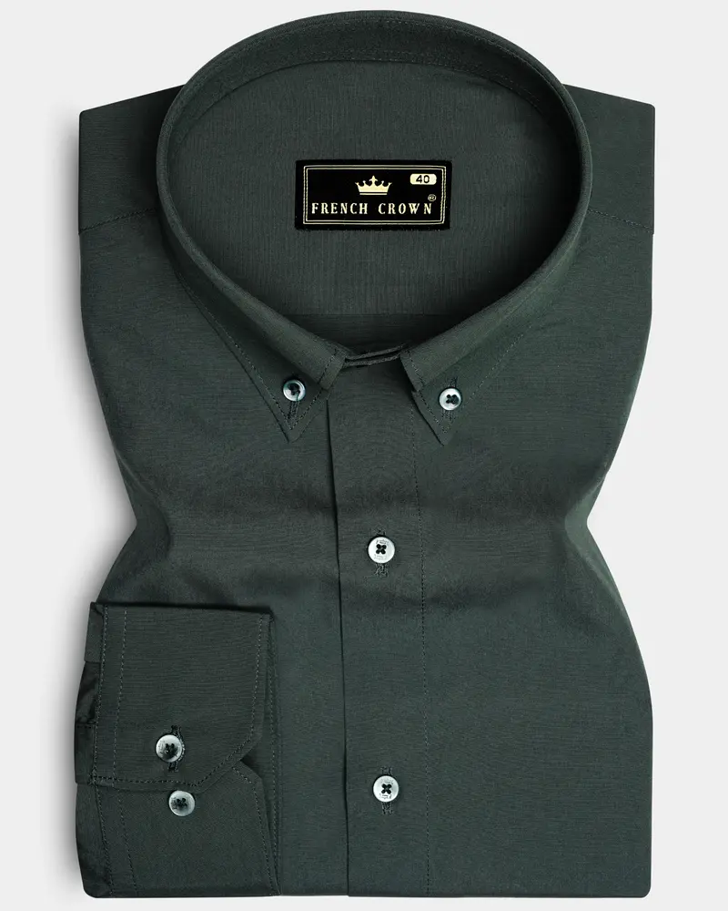 Cyan Green Plain Solid Poplin Premium Cotton Shirt 6
