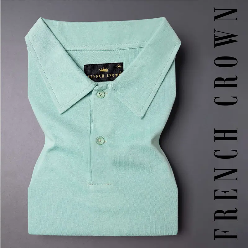 Cyan Opaque Mercerised Pique Premium Cotton Polo 1