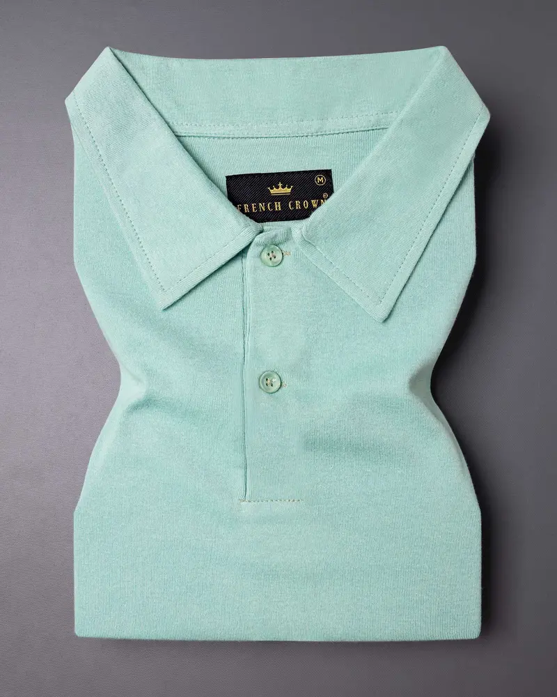 Cyan Opaque Mercerised Pique Premium Cotton Polo 2