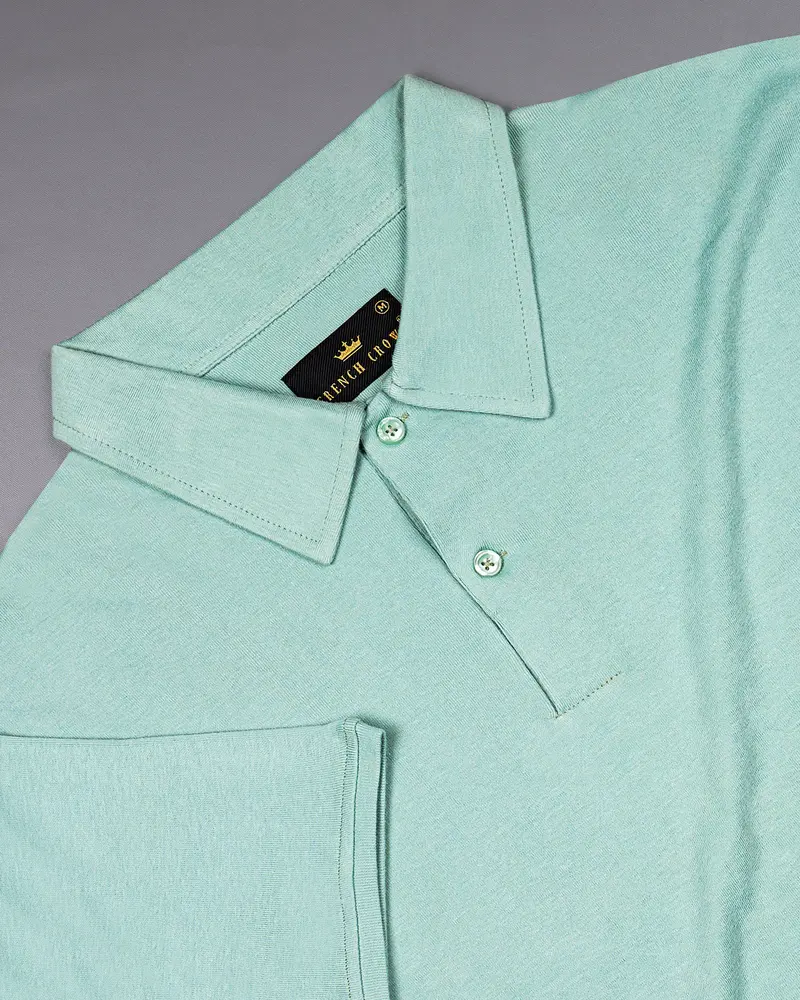 Cyan Opaque Mercerised Pique Premium Cotton Polo 4