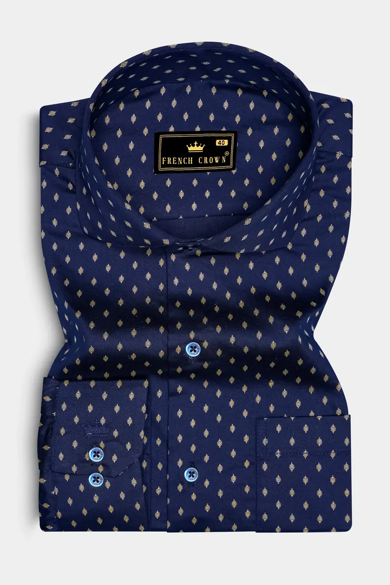 Cyanor-Tealish Blue Printed Subtle Sheen Super Soft Premium Cotton Dress Shirt 4