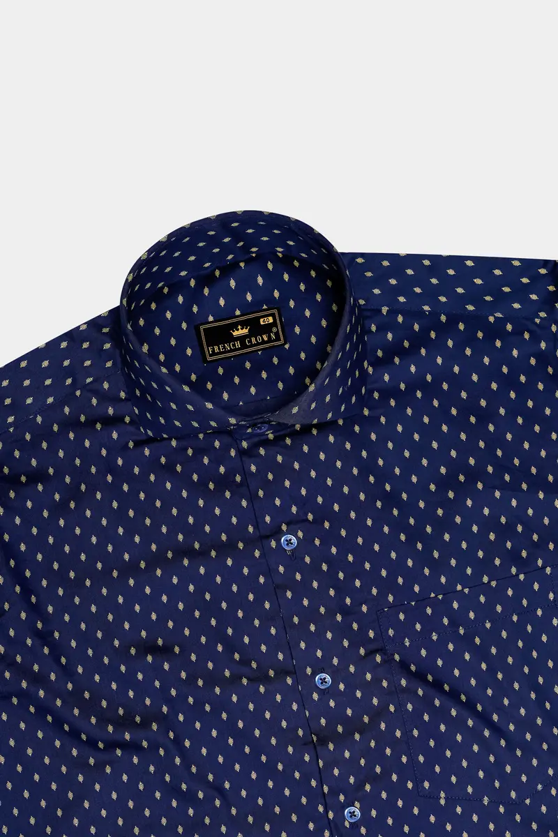 Cyanor-Tealish Blue Printed Subtle Sheen Super Soft Premium Cotton Dress Shirt 5