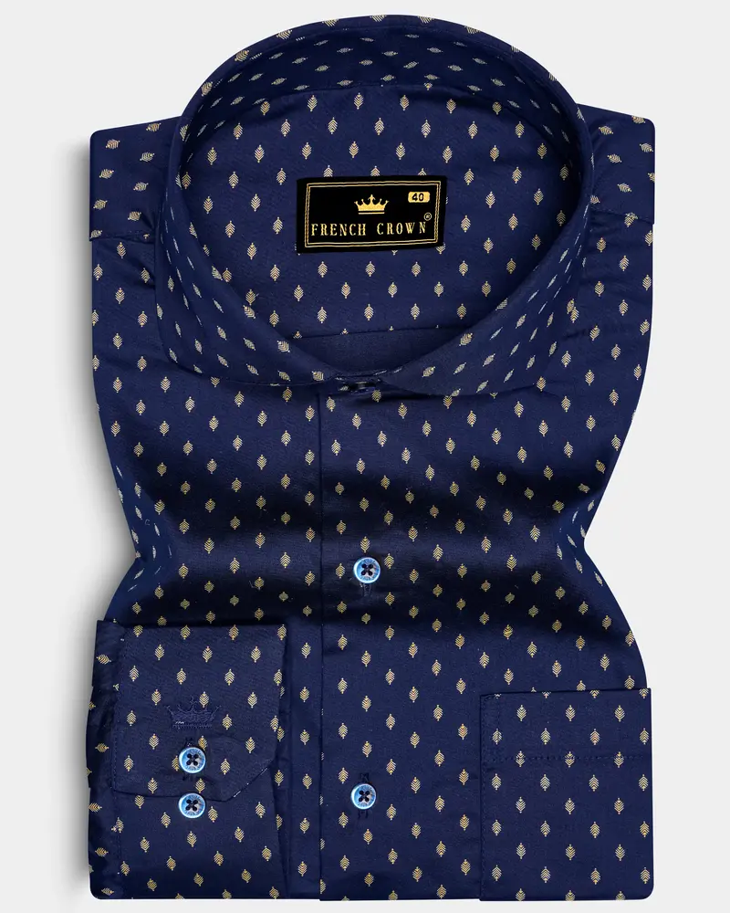 Cyanor-Tealish Blue Printed Subtle Sheen Super Soft Premium Cotton Dress Shirt 6