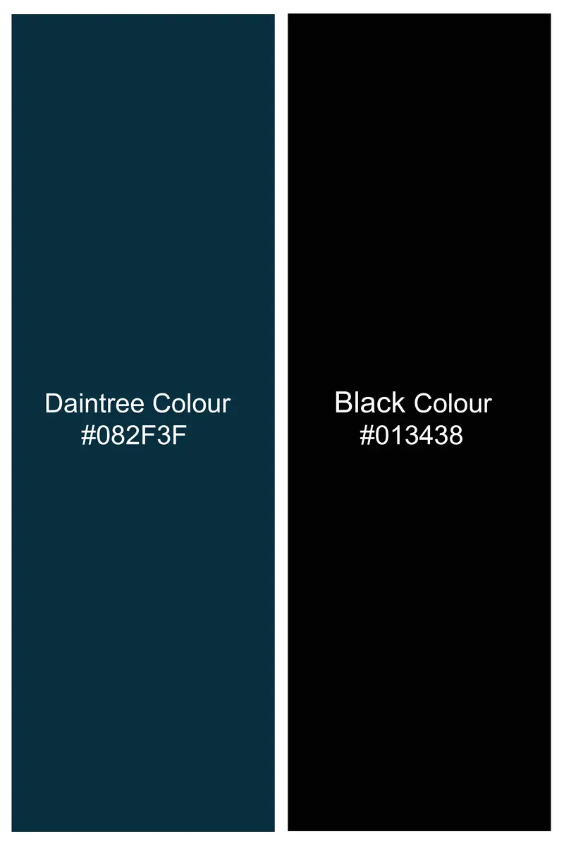 Daintree Blue And Jade Black Striped Wool Blend Cross Placket Bandhgala Suit 18