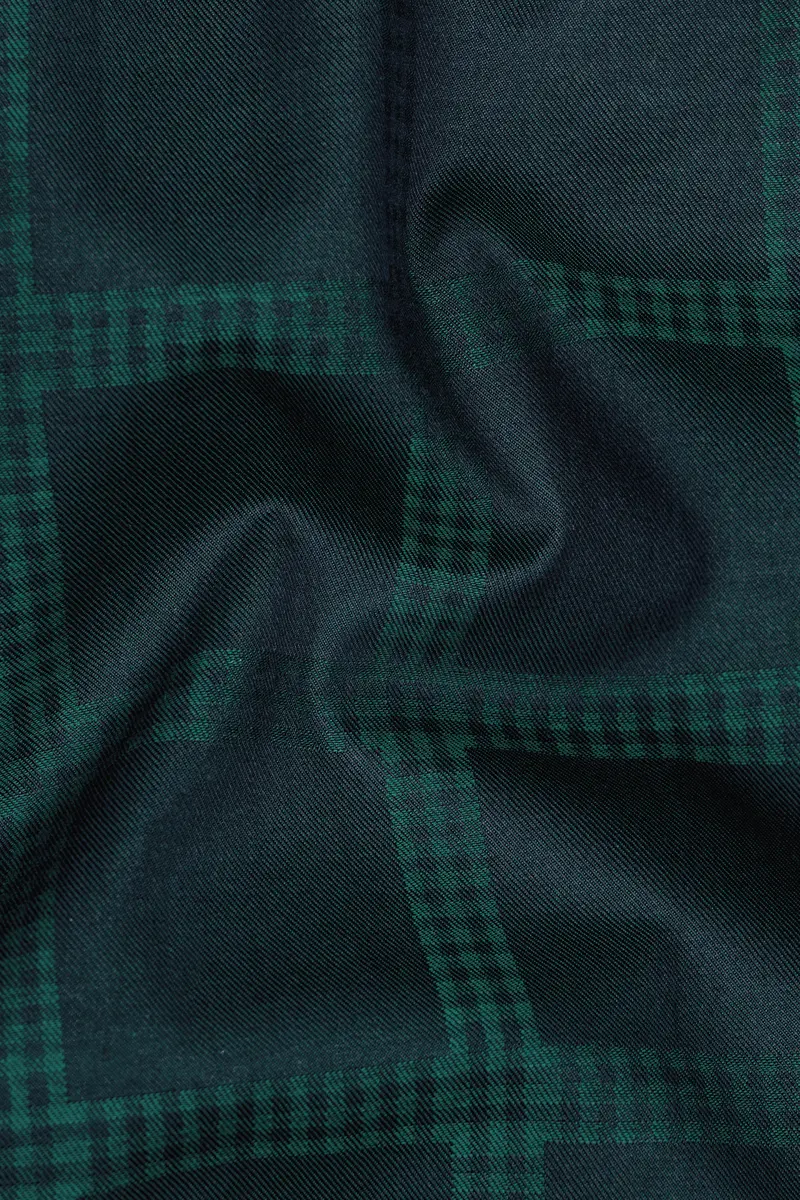 Daintree Green Windowpane Jacquard Textured Premium Giza Cotton Shirt 2