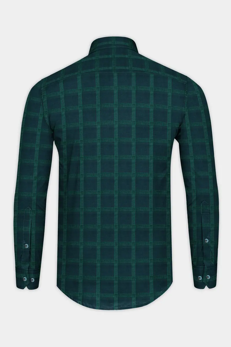 Daintree Green Windowpane Jacquard Textured Premium Giza Cotton Shirt 5