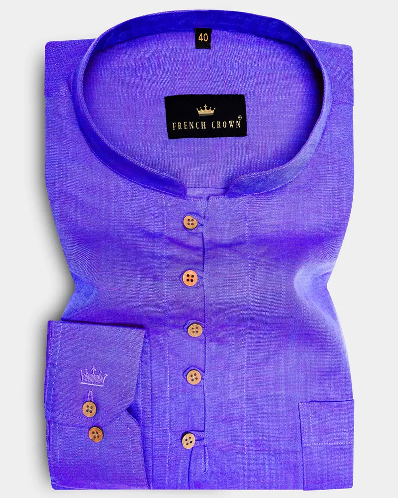 Daisy Bush Blue Dual Tone Luxurious Linen Kurta Shirt 1