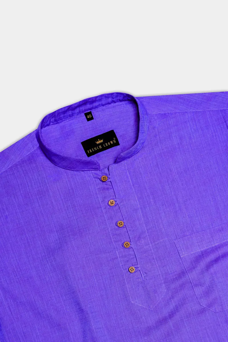 Daisy Bush Blue Dual Tone Luxurious Linen Kurta Shirt 5