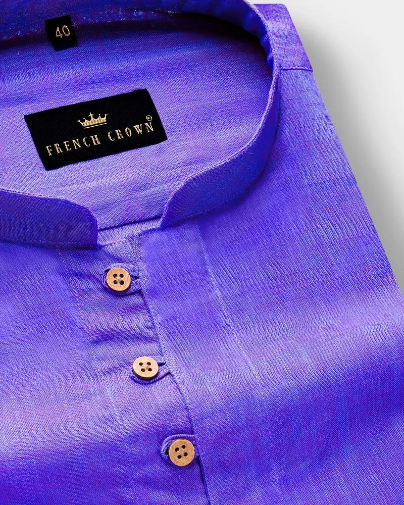 Daisy Bush Blue Dual Tone Luxurious Linen Kurta Shirt 6