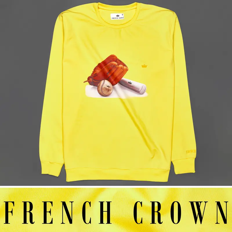 Dandelion Yellow Baseball Printed Premium Organic Cotton Sweatshirt 1