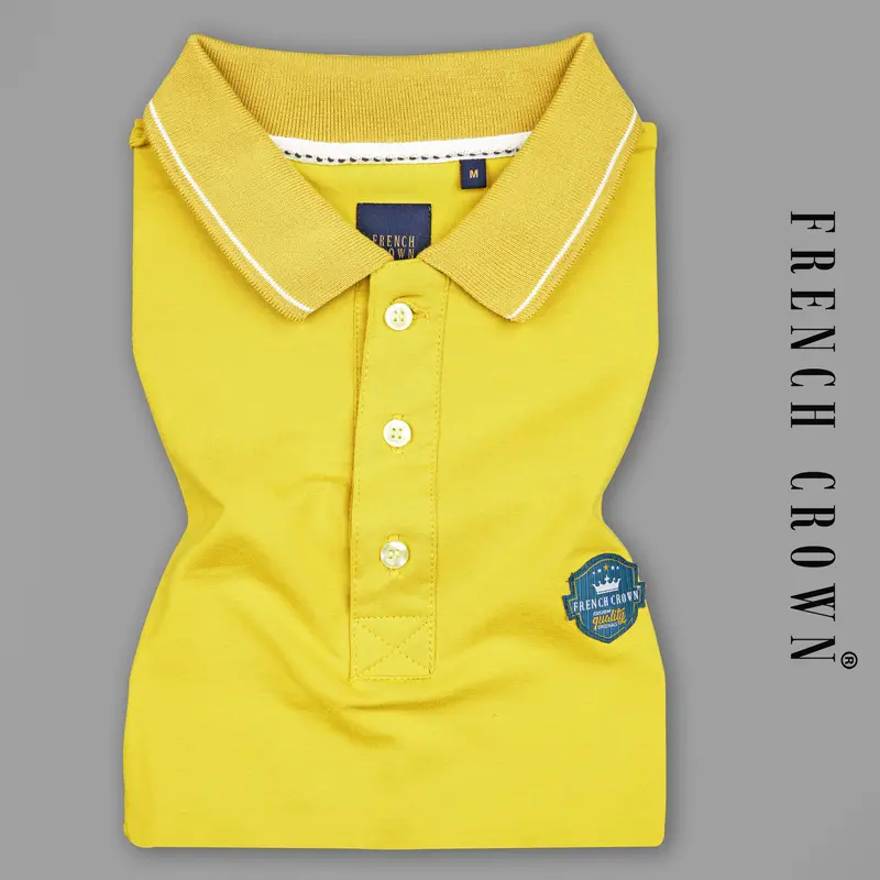 Dandelion Yellow Organic Cotton Mercerised Pique Polo 1