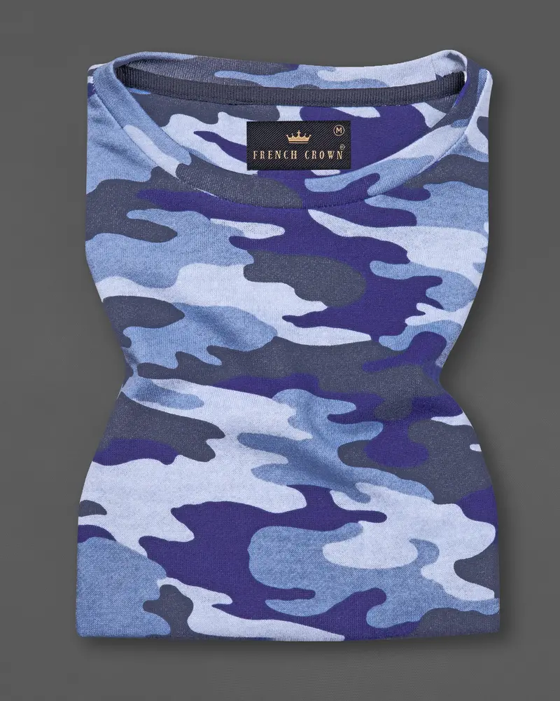 Danube Blue With Scarpa Gray Camouflage Super Soft Premium Cotton Jersey T-Shirt 2